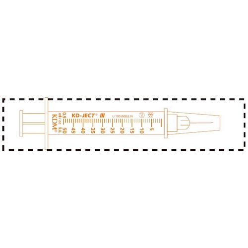 Insulinsprøjte med kanyle KD-Ject - 0,5 ml 30G (0,30)x8mm - 100 stk.