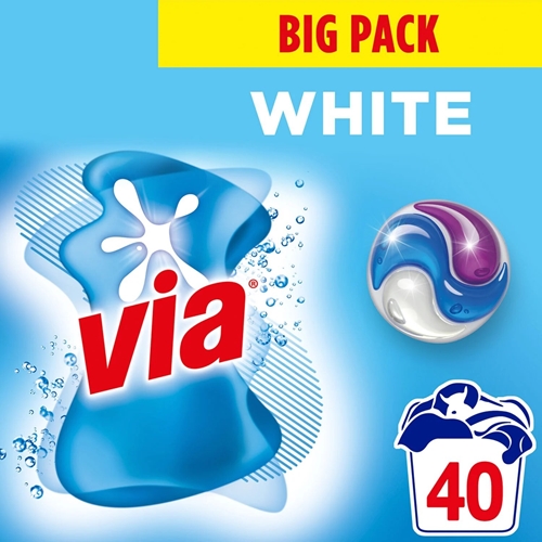 Vaskekapsler Via White - 40 stk./fp parfumeret - 40 stk.