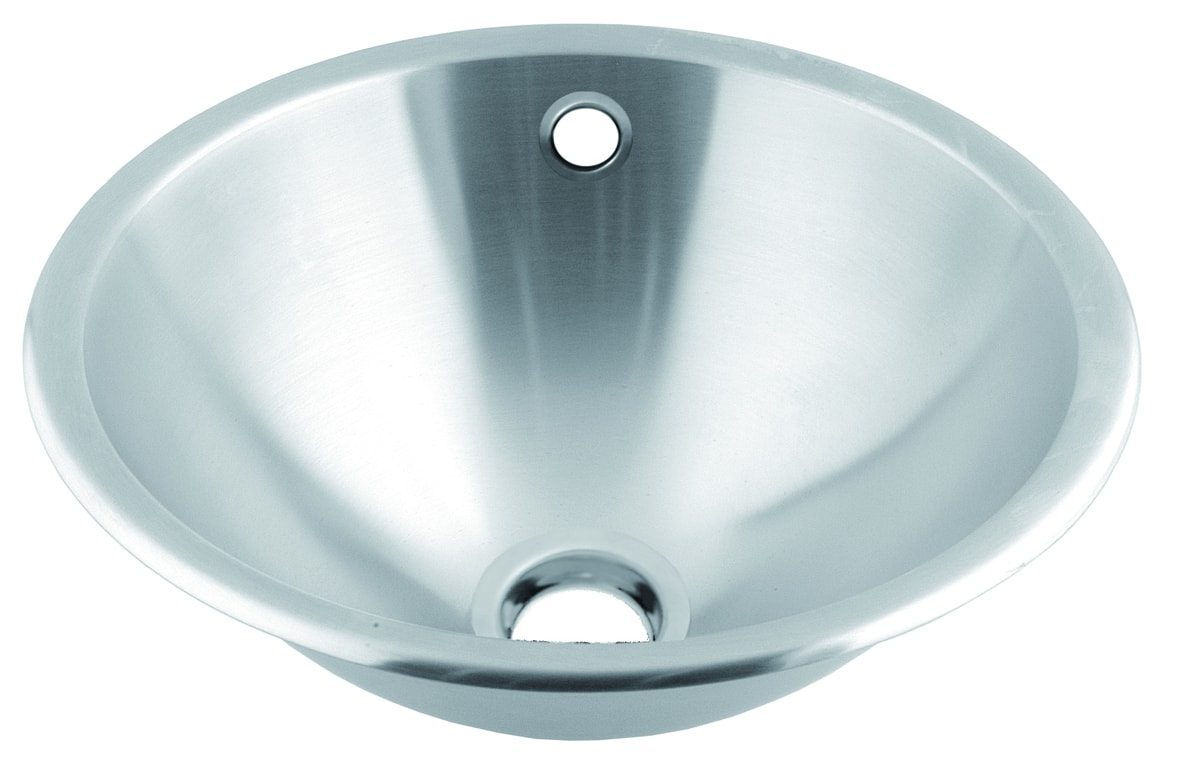 Built-in washbasin in stainless steel - Ø305 with overflow - Stainless steel – Satin - Inner: Ø 315 mm - Outer: Ø 355mm - Depth: 130mm