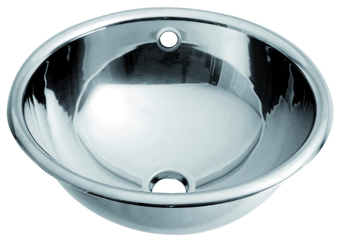 Built-in washbasin in stainless steel - Ø305 with overflow - Stainless steel - Bright - Inner: Ø 335mm - Outer: Ø 405mm - Depth: 145mm