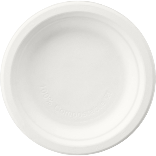 Flacher Bagasse-Teller 15 cm weiß Dessert 125 St.