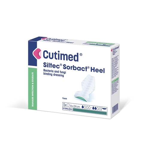 Bakteriebindende skumforbinding Cutimed Siltec Sorbact - 16x24cm hæl - 5 stk