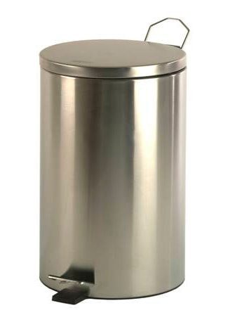 Cylindrisk papirkurv med pedal - 5 liter - Rostfritt stål - Ljus