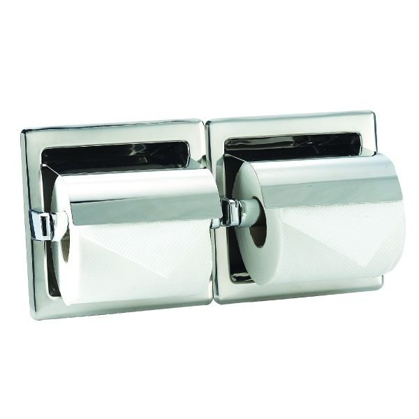 Doppel-Toilettenpapierhalter aus Edelstahl - zum Einbau - Rostfritt stål - Ljus