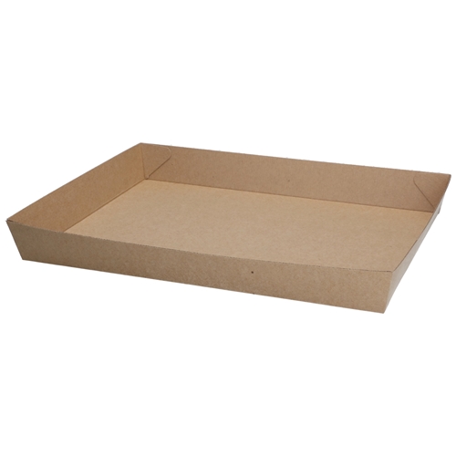 Serving tray paper - 32x24x4cm brown with rim - 100 pcs