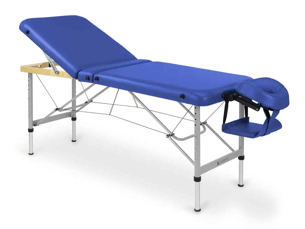 Bærbar massagebriks i aluminium - Justerbart ryglæn - AERO PLUS - Marinblå