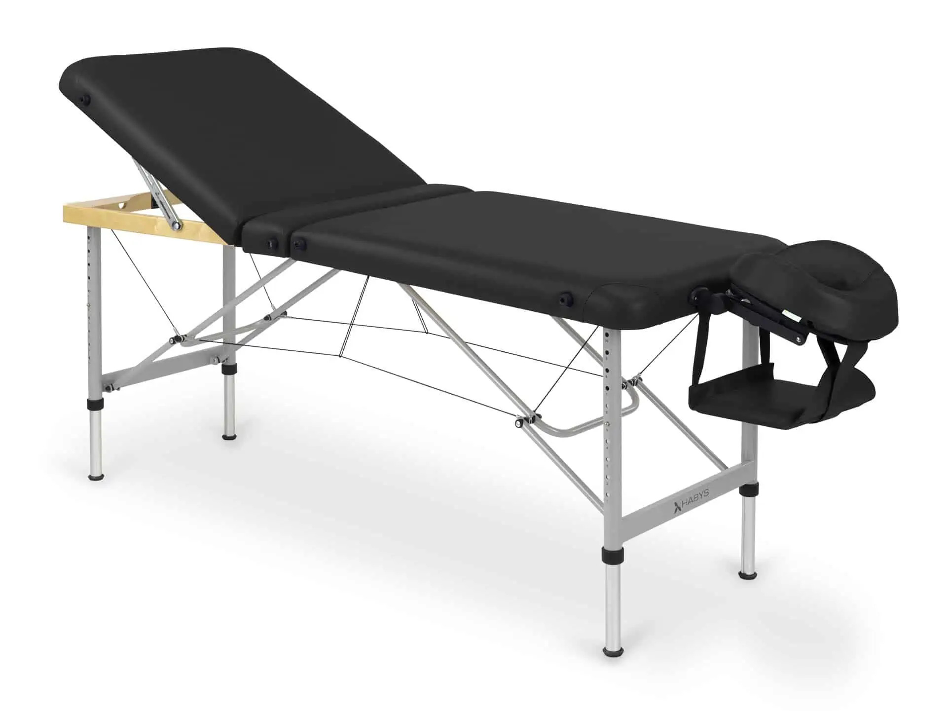 Bærbar massagebriks i aluminium - Justerbart ryglæn - AERO PLUS - Svart