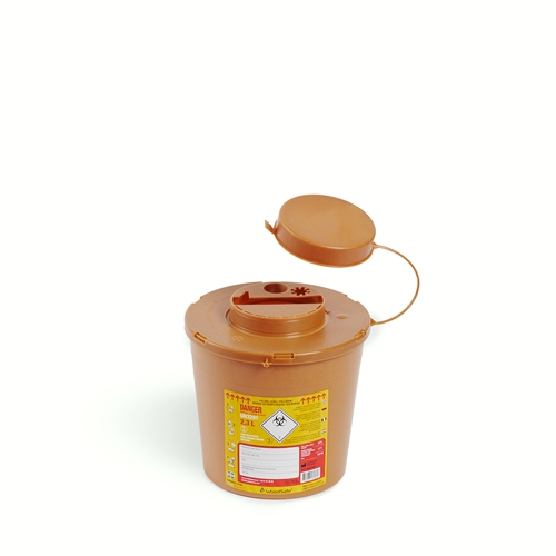 Kanülenbehälter Woodsafe 2L UN mit Etikett