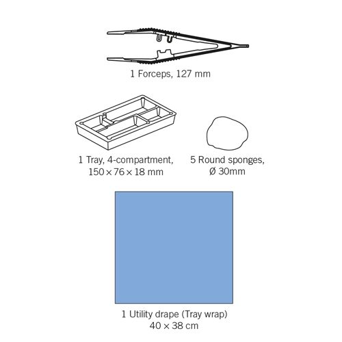 Zestaw do zmiany opatrunku nonwoven evercare - 5 tupferów pęseta tacka serweta - 25 szt.