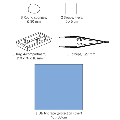 Zestaw do zmiany opatrunku nonwoven evercare - 2 szczypce 3 gaziki taca serweta - 25 szt.