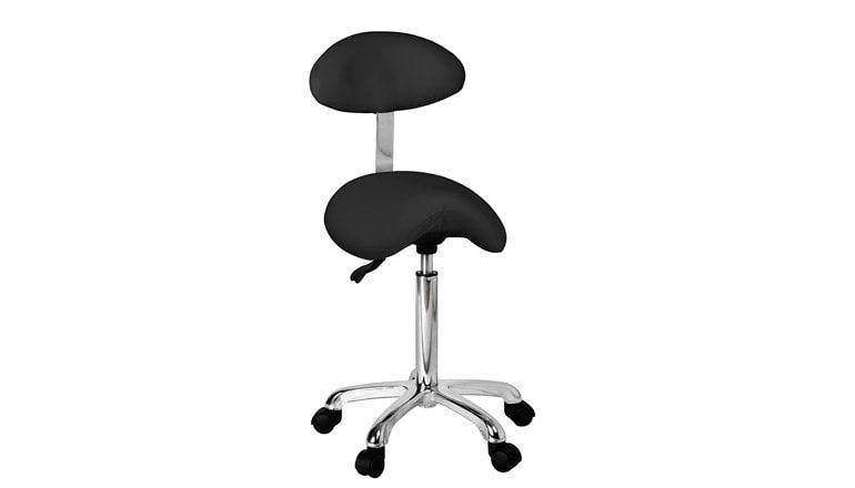 Krzesło siodłowe z oparciem w eleganckim designie z chromowaną ramą - Organic + - Svart