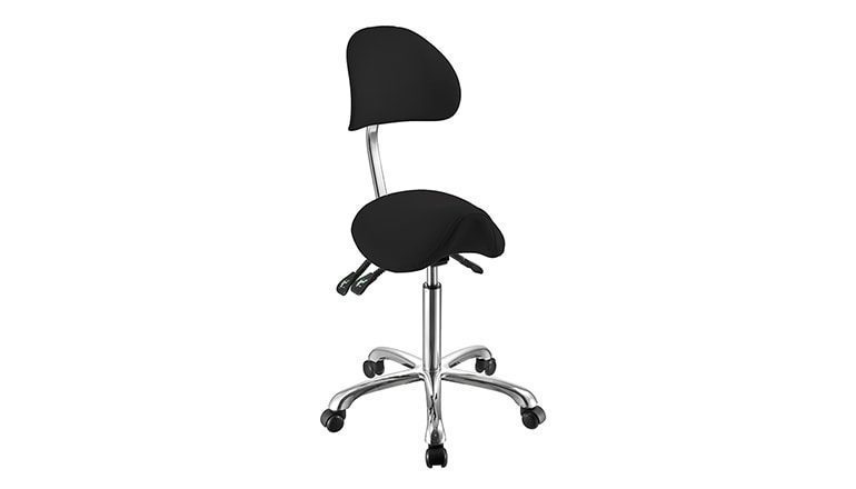 Krzesło siodłowe z ergonomicznym oparciem w eleganckim designie z chromowaną ramą - Noble - Svart