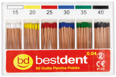 BestDent-Guttaperkaspidser, størrelser 15-80 - Guttapercha Conic. 04 N.45 A 80 Bestdent