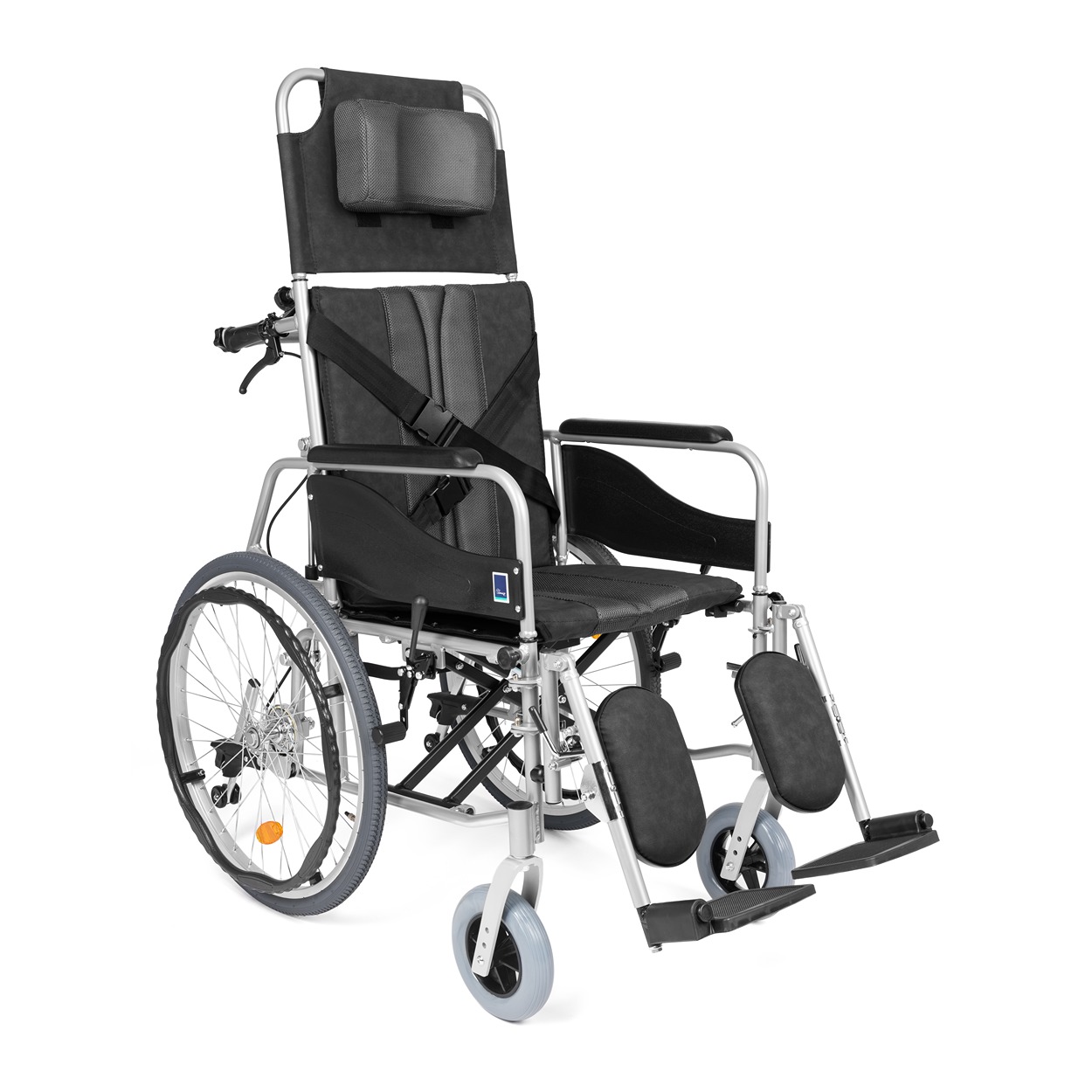 Folding aluminium wheelchair - For people with neurological disease - Black/grey - 43 cm