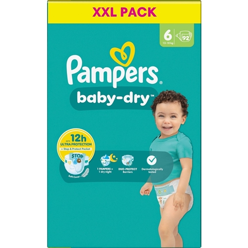 Åben ble Pampers Baby-Dry - str. 6 13-18 kg - 92 stk.
