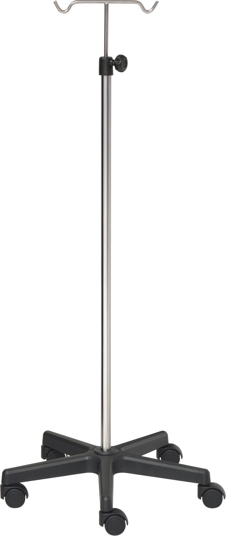 Dropstativ - IV-stativ - 2 kroge - kromstativ - sort base