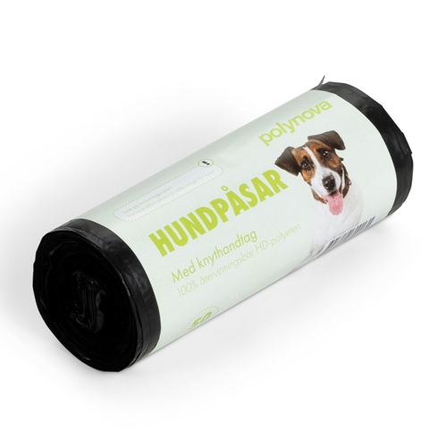 Hundpåse plast knythand - HD-polyeten på rulle 20my - 50 st