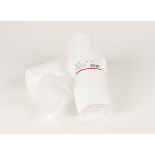Affaldspose i HD-plast - 30L 520x580mm 9my hvid - 100 stk