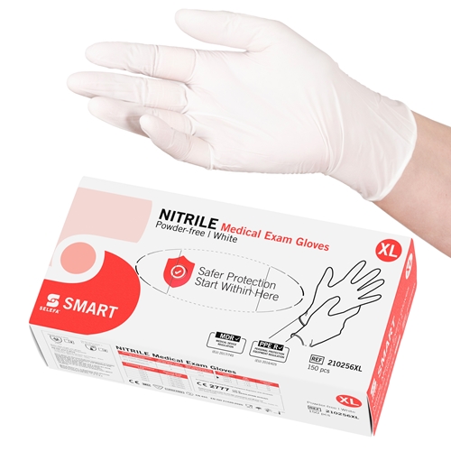 Rękawice nitrylowe Selefa pf - XL SMART białe AQL 1 5 - 150 szt.