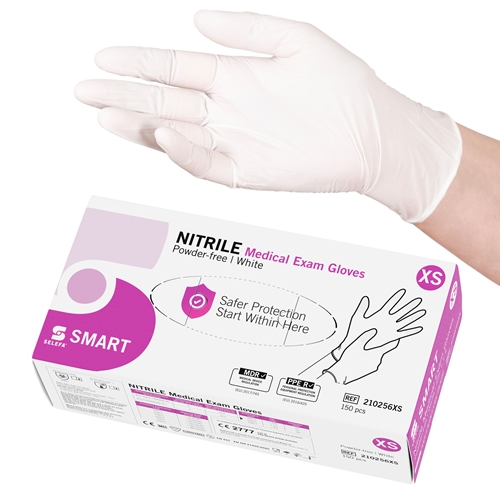 Rękawiczki nitrylowe Selefa PF - XS SMART białe AQL 1,5 - 150 szt.