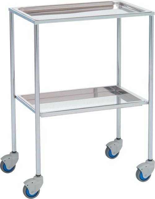 Gerätewagen - 2 Ablageböden - 60x40x80 cm - Schalenförmige Ablageböden - Chrom