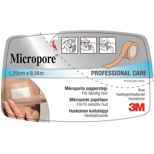 Micropore Papierklebeband - 1,25 cm x 9,1 m beige Halter st-p - 6 St.