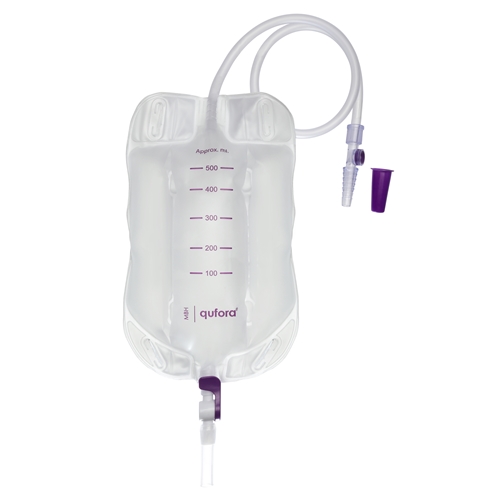 Tyhjennettävä virtsapussi Qufora steriili - 0,5L 50cm Q-flow näytteenottoportti - 10 kpl