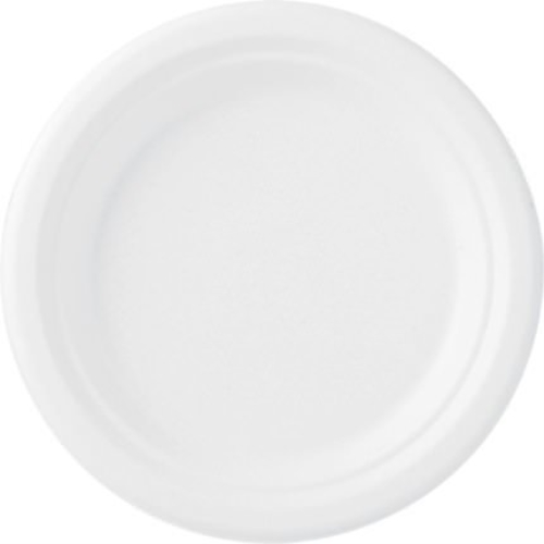 Flad bagassetallerken - 17 cm hvid - 50 stk.