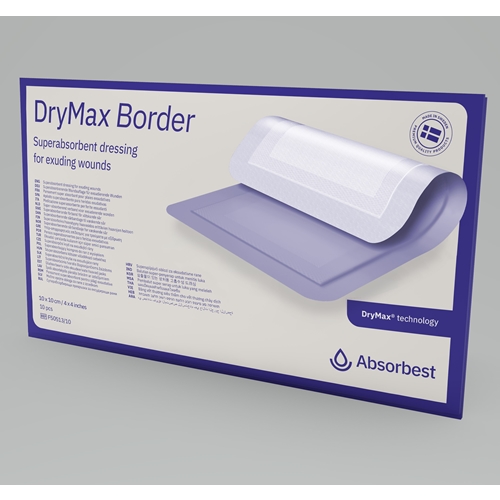 Superabsorberende bandage DryMax - 10x10 cm silikone Border - 10 stk