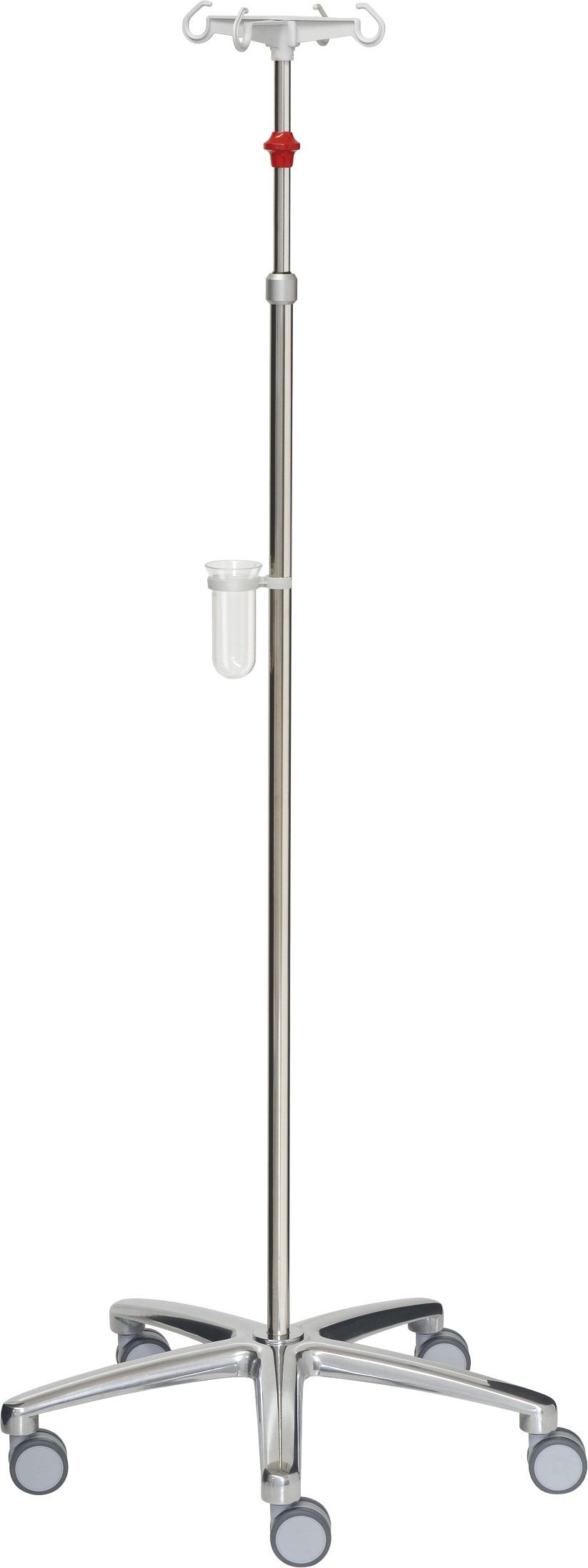 Dropstativ - 4 kroge - rørdiameter 25 / 18 mm - røde og grå detaljer