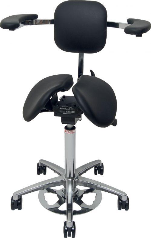 Ergonomisk sadelstol - Salli Expert - MultiAdjuster - 540 mm aluminiumbas - Svart