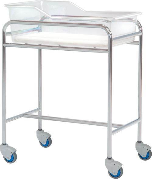 Babybett mit Rollen für die Neonatologie - verchromte Stahlstruktur - 80x48x85 cm