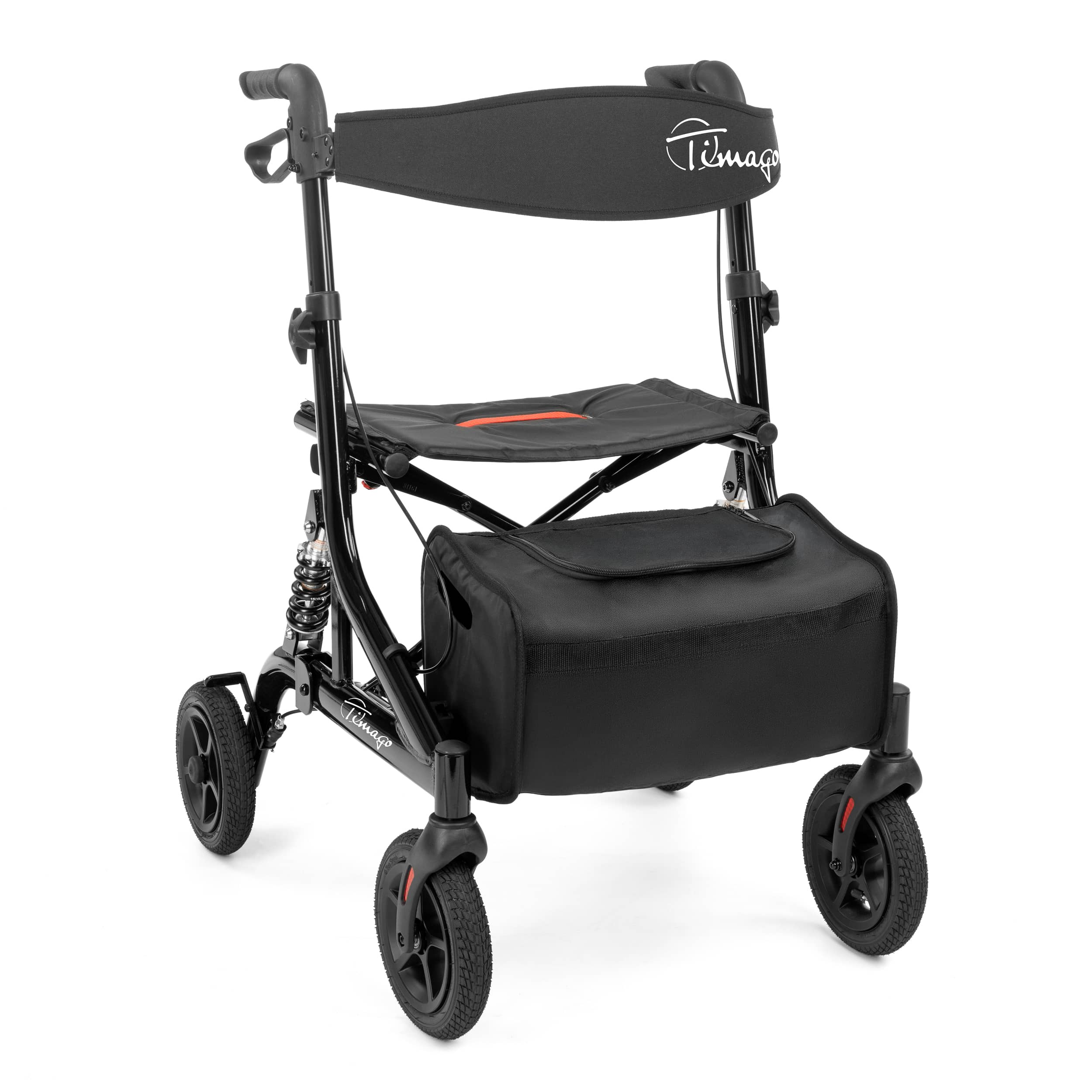 Rollator med luftfyldte hjul støddæmpning og sæde - JOHNNIE