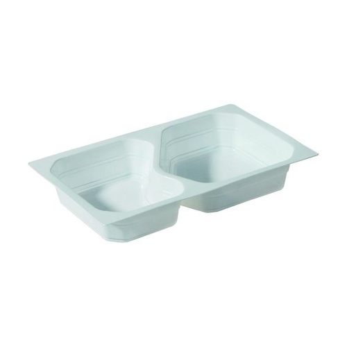 Container GN 1/4 PP Duniform - 263x161x43mm 2-compartment white - 225 pcs