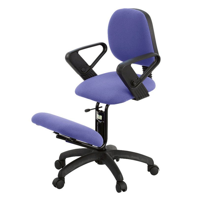Ergonomisk knæstol med ryg- og armlæn (justerbare armlæn)