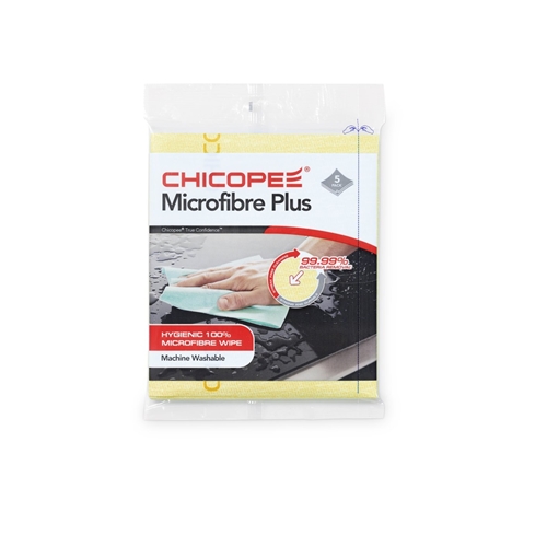 Glasduk Microfibre Plus - 34x40cm gul - 5 st