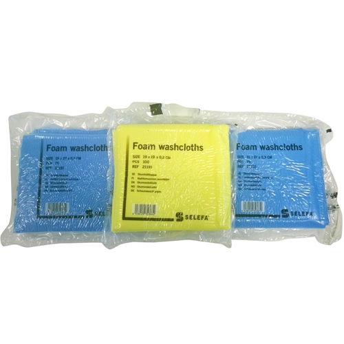 Vaskeklud i skumplast Selefa - 19x27x0,3 cm blå - 100 stk.