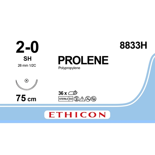 Sutur Prolene 2-0 8833H - 75 cm nål SH - 36 stk.