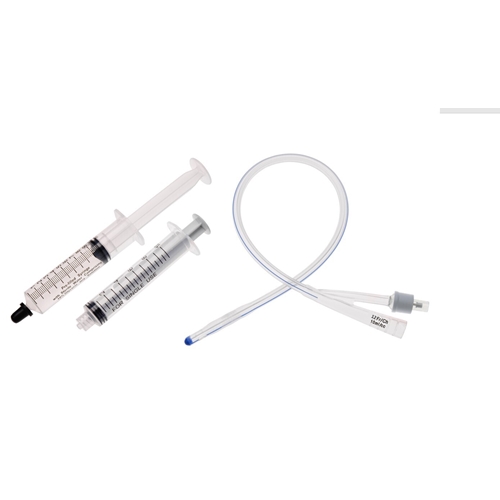 2-vejs kateter med sprøjte UnoQuip - 10 ml ch22 40 cm silikone Nel - 5 stk