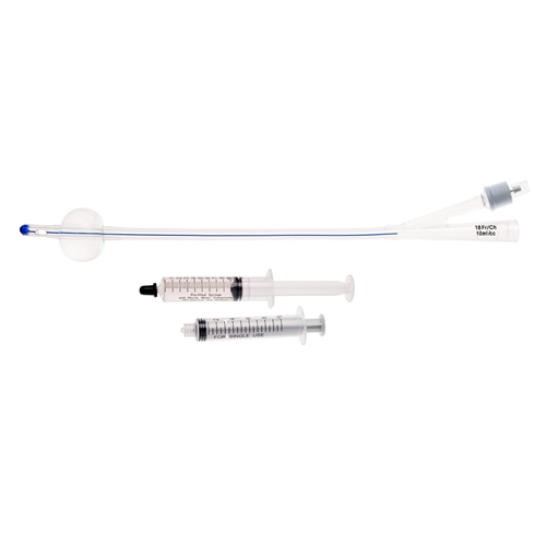 2-vejs kateter med sprøjte UnoQuip - 10ml ch20 24cm silikone Nel - 5 stk