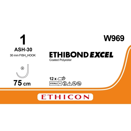 Sutur Ethibond 1 EB4127G – 75cm nål ASH-30 – 36 st