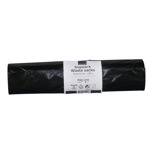 Müllsack LLDPE Co-Ex Supersäcken - 125L 750x1150mm 25my schwarz - 250 St.