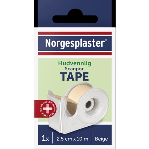 Paperiteippi Scanpor - 2,5 cm x 10 m beige pidikkeessä st-p - 10 kpl