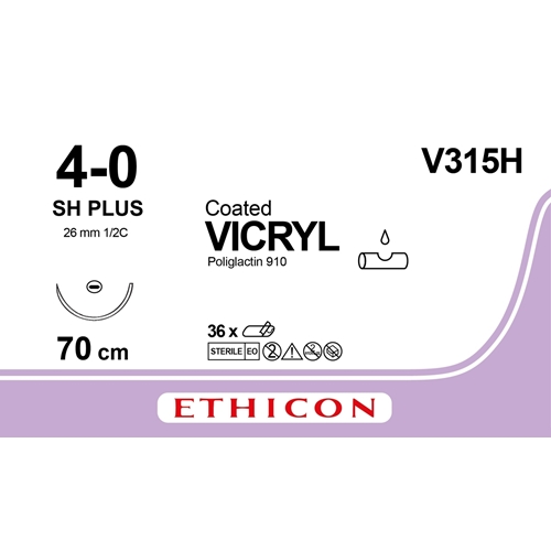 Sutur Vicryl 4-0 V315H - 70 cm nål SH - 36 stk.