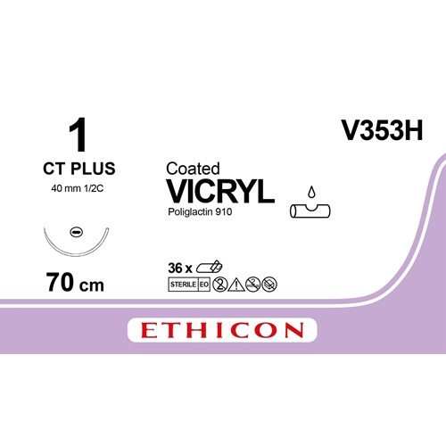 Vicryl Nahtmaterial 1 V353H - 70 cm CT-Nadel - 36 Stück