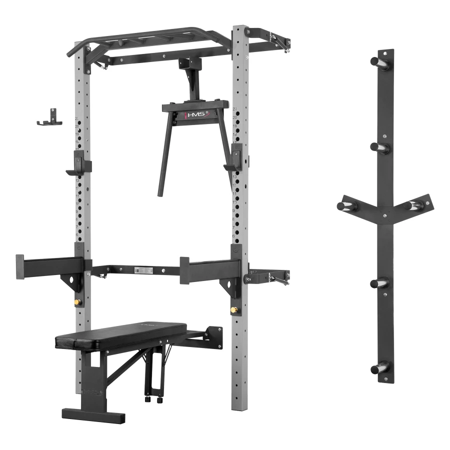 Multifunktionelt sammenklappeligt power rack i sølv