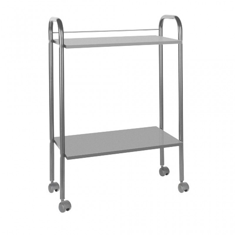Drewniany wózek z metalowym blatem - 2 półki