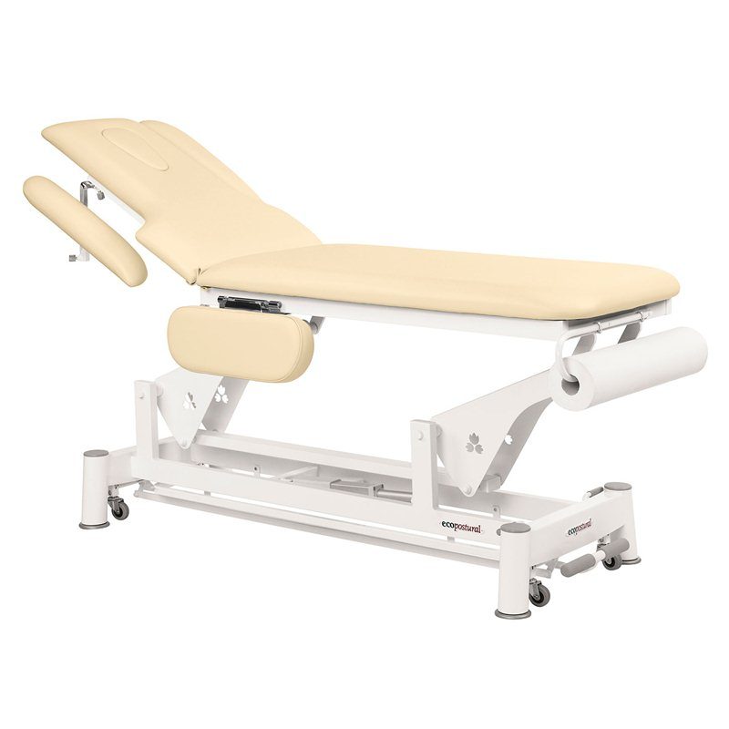Elektrische Behandlungsliege 2-teilig mit 4 Armlehnen und Rollen TwinPillar-Lift - Med armstöd