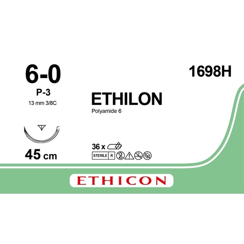 Ethilon sutur 6-0 1698H - 45 cm nål P-3 - 36 stk