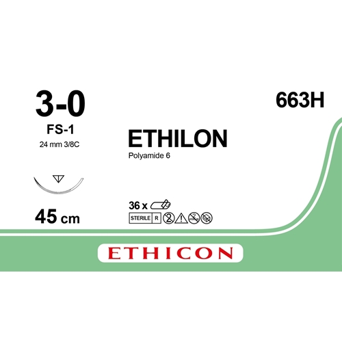 Sutur Ethilon 3-0 663H – 45cm nål FS-1 – 36 st